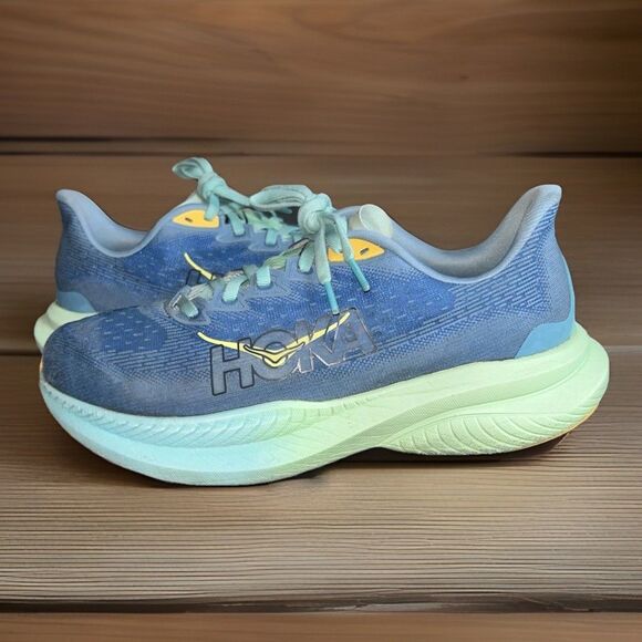 Hoka One One Men's Mach 6 Road Running Shoes Size 8.5D Dusk Shadow Blue/Green - Picture 2 of 12